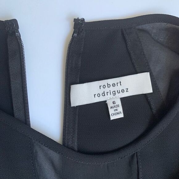 ROBERT RODRIGUEZ BLACK LOW V SHEER SLEEVE DRESS - Picture 6 of 7